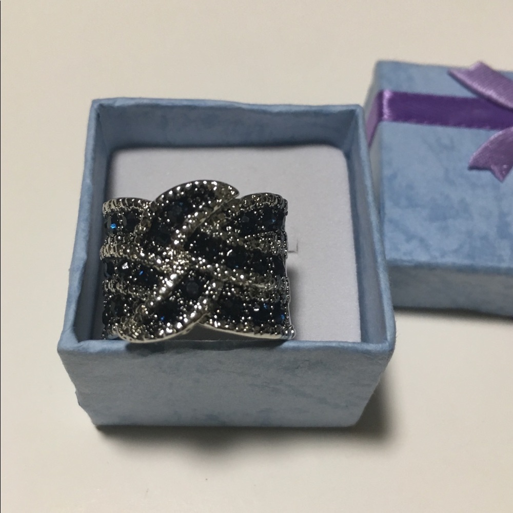 Infinity Silver Jewelry Blue Sapphire Party Ring